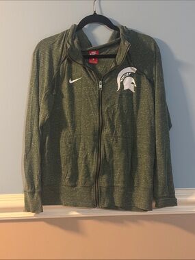 Nike Speckled Olive Green Full-Zip Michigan State Hoodie